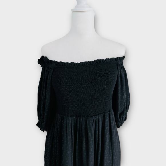 Hatch Black Dress Floral Smocked Puff Sleeve Evening Maternity Dress Pockets 2 - Picture 9 of 9